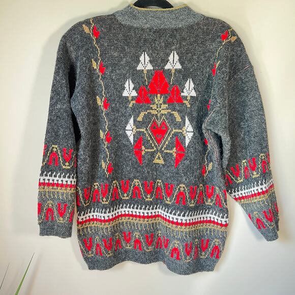 Vintage 1980's Country Concepts Mock Neck Christmasy Metallic Sweater‎ XL - Picture 6 of 8